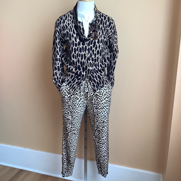 JONES NEW YORK Brown Leopard Cotton Knit Cardigan Size M - Picture 13 of 14